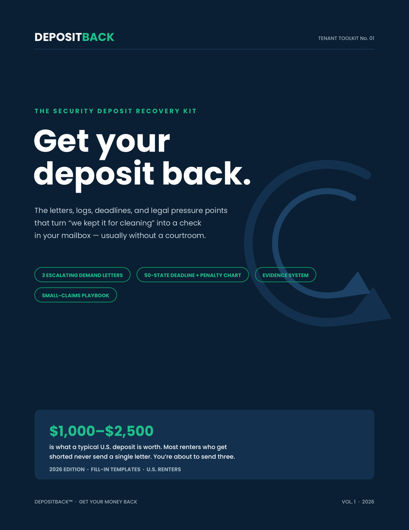 Kit cover page — The Security Deposit Recovery Kit by DepositBack